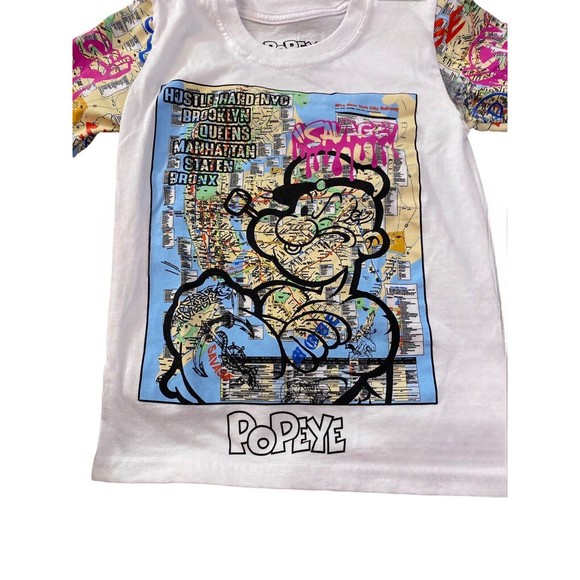 NWOT Popeye Savage Boys Unisex “Hustle Hard NYC” Subway Map size 4 - Picture 3 of 6